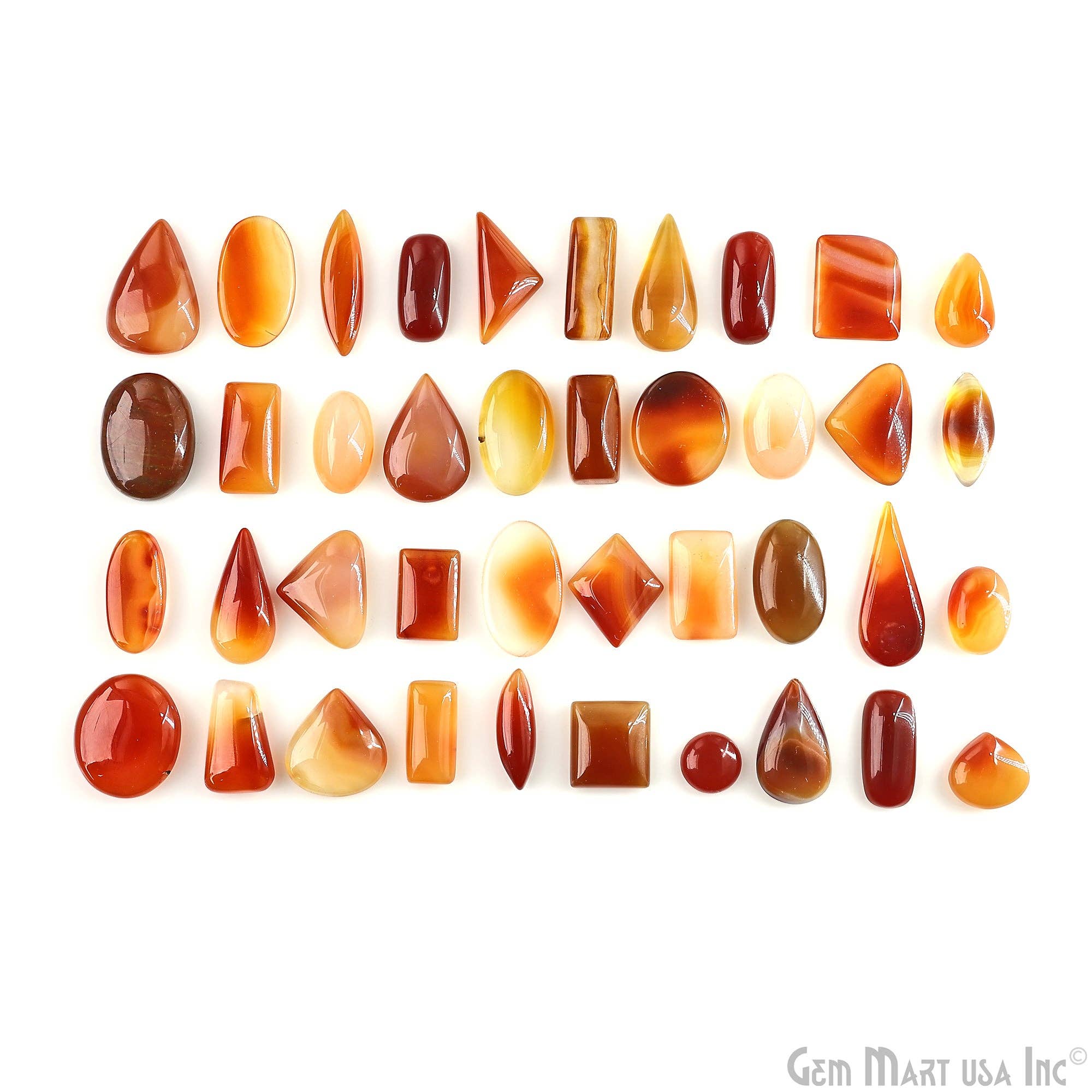 GemMartUSA - Venta al por mayor Piedras/cristales espirituales - Cabujón de Mezcla de Cornalina, Gemas Sueltas, Piedra de Nacimiento de Julio, 0.25-1.502