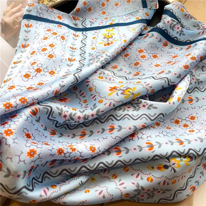 SueSilkHK - Wholesale Scarf - Women's - Summer Japanese prints 70cm square scarf, Silk textured scarf, Sun protection satin scarf, Neck scarf, Satin Shawl, Gift15