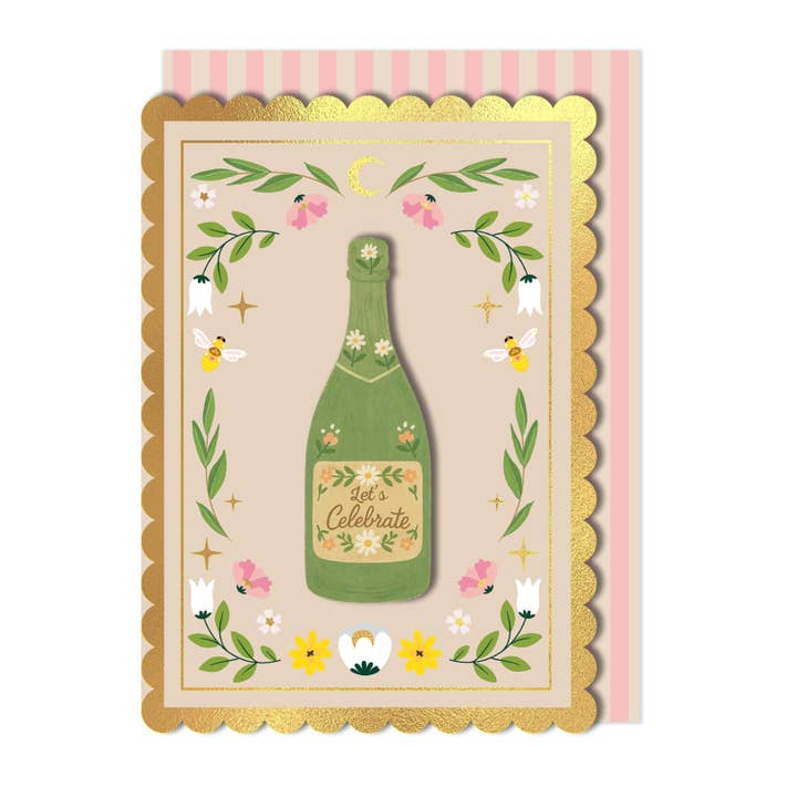 3D Handmade Prosecco, Gold Foiled Birthday Card for wholesale by Tache