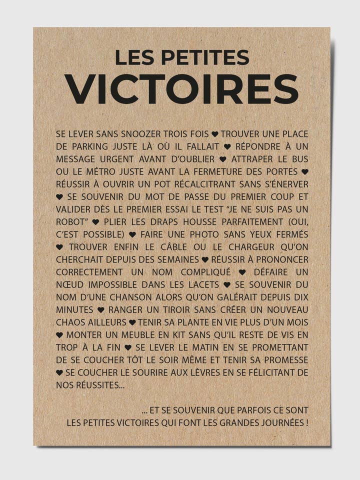 Carte postale "Les petites victoires" pour la vente par HappyWeSisters