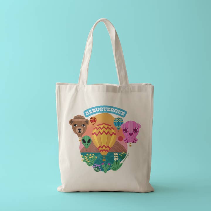 Tote Bag - Albuquerque Ballonnen (Dubbelzijdig) voor wholesale door Squidly Designs