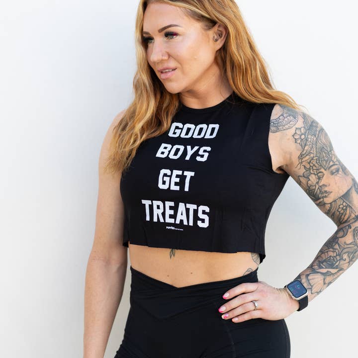 BLACK Good Boys Get Treats | Crop Top for wholesale on Faire