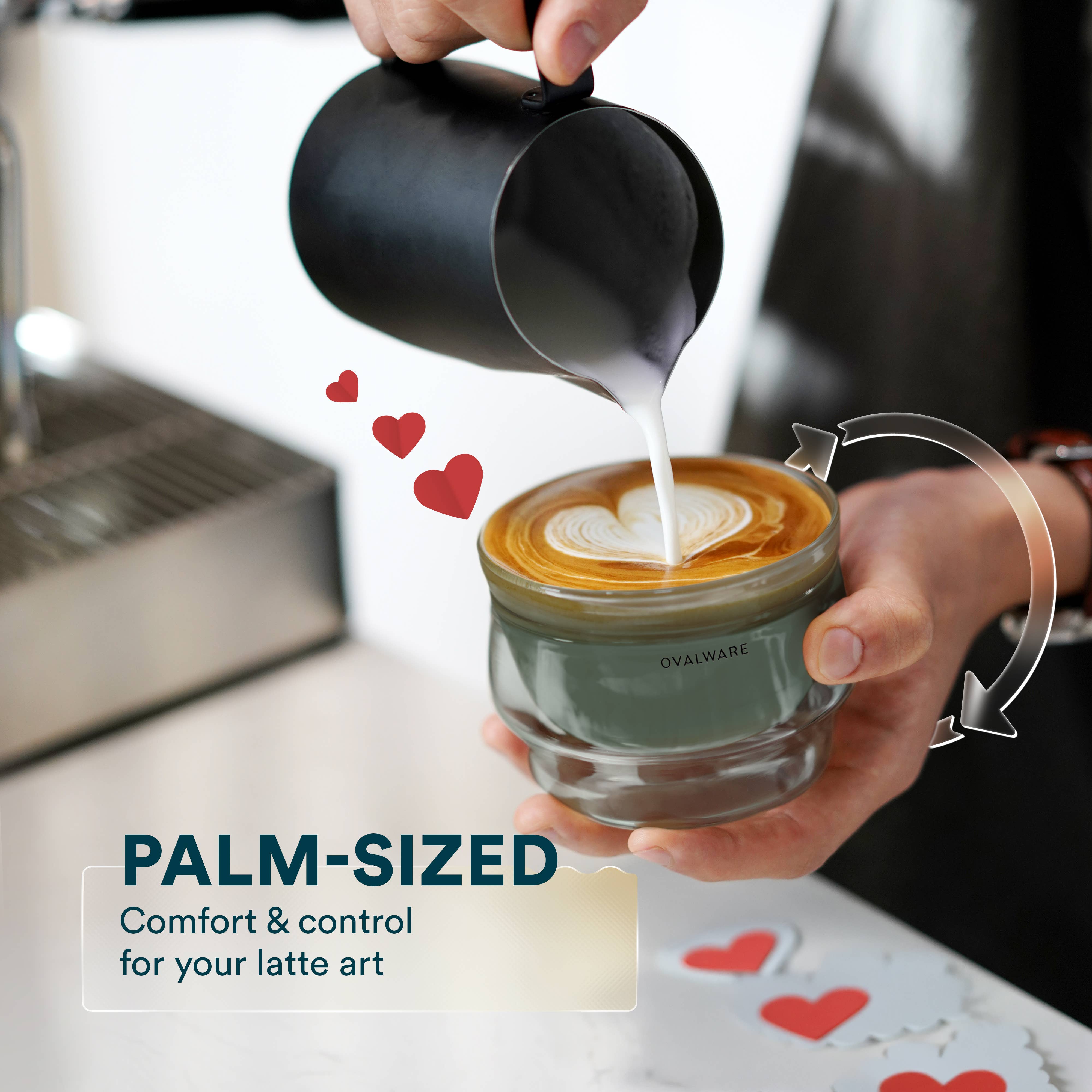 Ovalware - Wholesale Coffee/Tea Cup - Double Wall Latte Master Glass 8.5oz (Set of 2) Stealth Gray1