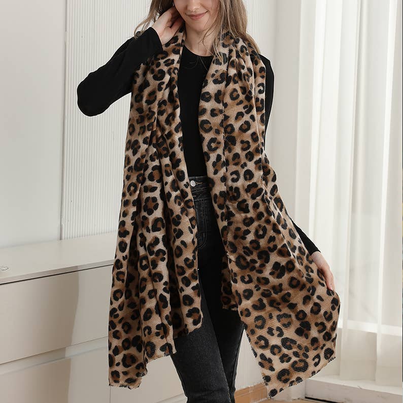 BRUN Blød leopardmønstret tørklæde for ubesværet stil for engroshandel på Faire6