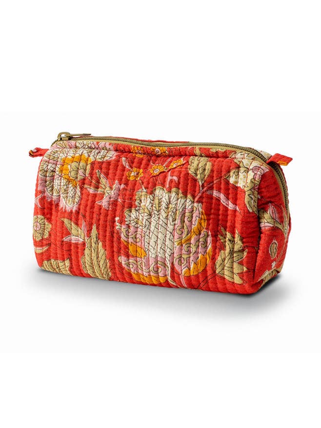 Grace Print Quilted Cosmetic Bag, Red (Small) for wholesale by NIBI MTK