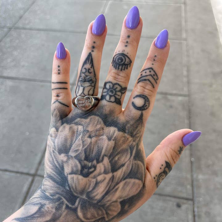 Drawings by Nicole - Wholesale Signet Ring - Weird Mother Stainless Steel or Gold Plated Heart Signet ring Sizes 5-12.2