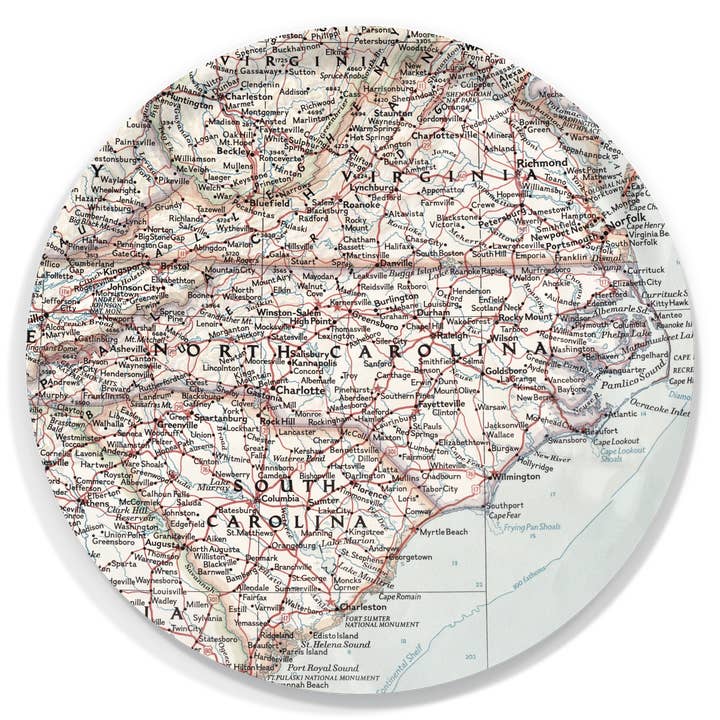 Daisy Mae Designs - Wholesale Decorative Tray - North Carolina Vintage Map Birchwood Serving Tray