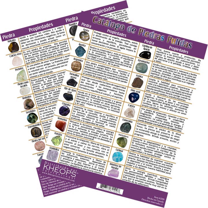 Information Chart Spanish Tumbled Stones #2 (Each) for wholesale by Kheops International