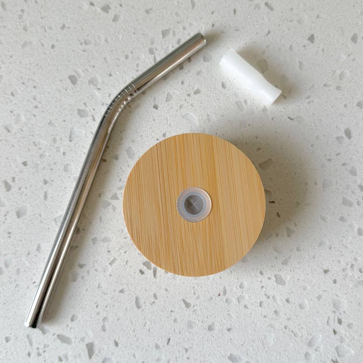 Counter Couture - Wholesale Drink Lids - Bamboo Lids with Straw for Glass Cups