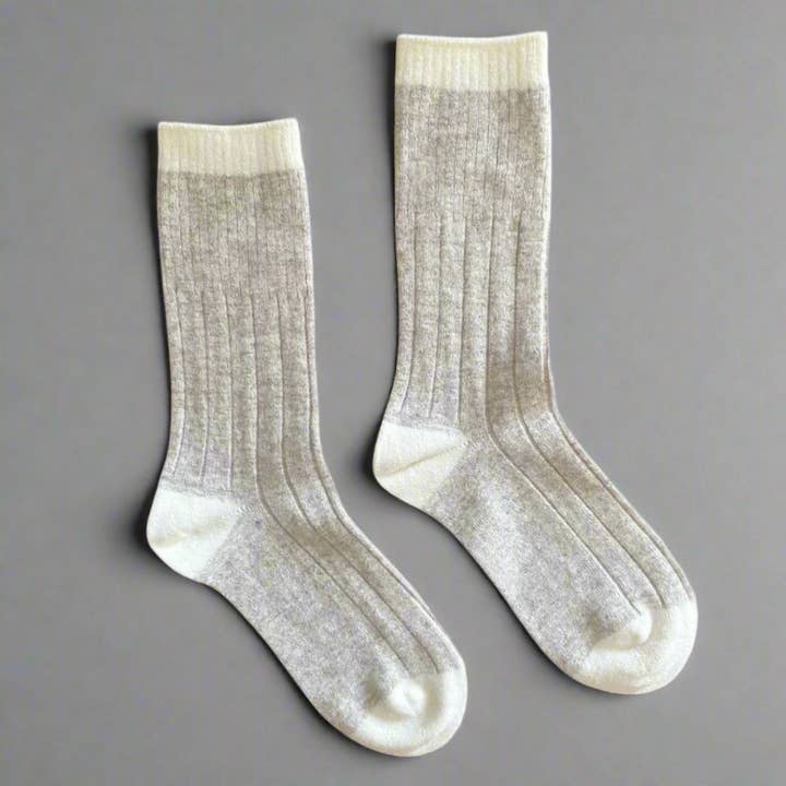 KLUE merino wool banded socks | Sand for wholesale by KLUE