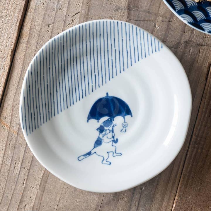 Cat Shichita Someneko 16.5cm Plate - Tokusa for wholesale by Yamani