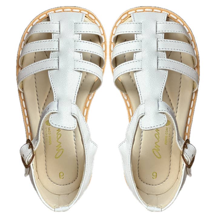 Amy White Leather Children’s Sandal with Buckle for wholesale by ANANAS