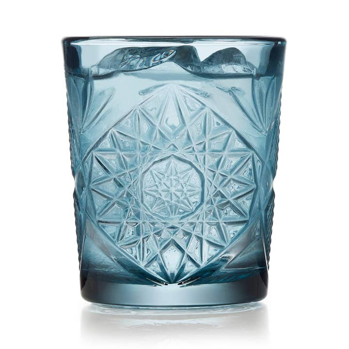 Libbey - Wholesale Cocktail/Liquor Glass - Libbey Hobstar Blue Rocks DOF Glasses, 12oz, Set of 4