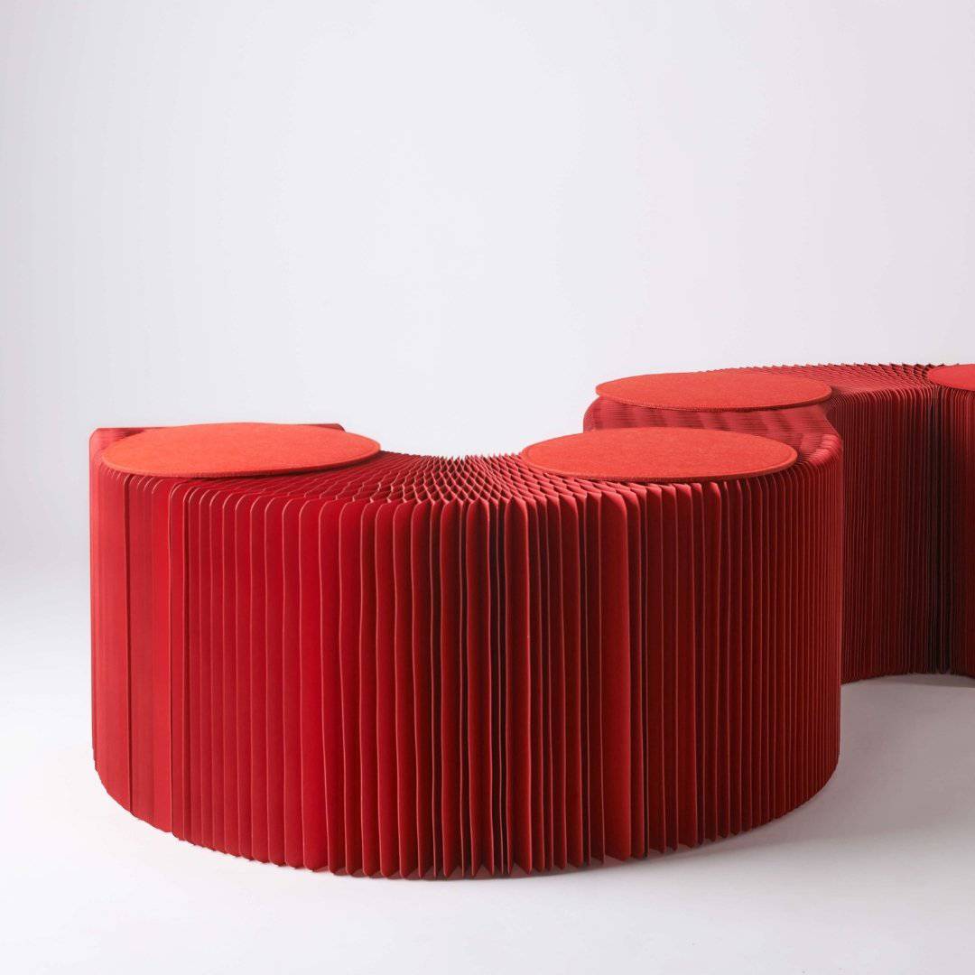 Paper Lounge – wholesale Bench – Foldable Paper Bench - Red1