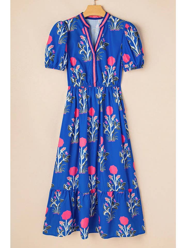 Rosa Clothing - Wholesale Dress - Women's - Boho resort V-neck floral babydoll dress