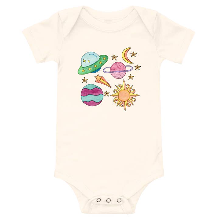 Space Doodle Onesie for wholesale by Peach & Bear