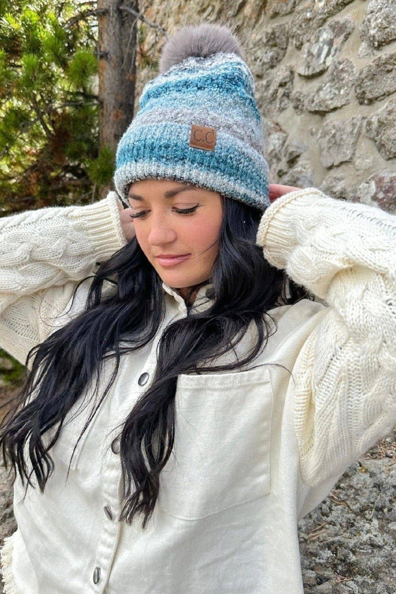 MiMi Wholesale - Vente Bonnet – femme - Bonnet à pompon Luna Space Dye HTC00413