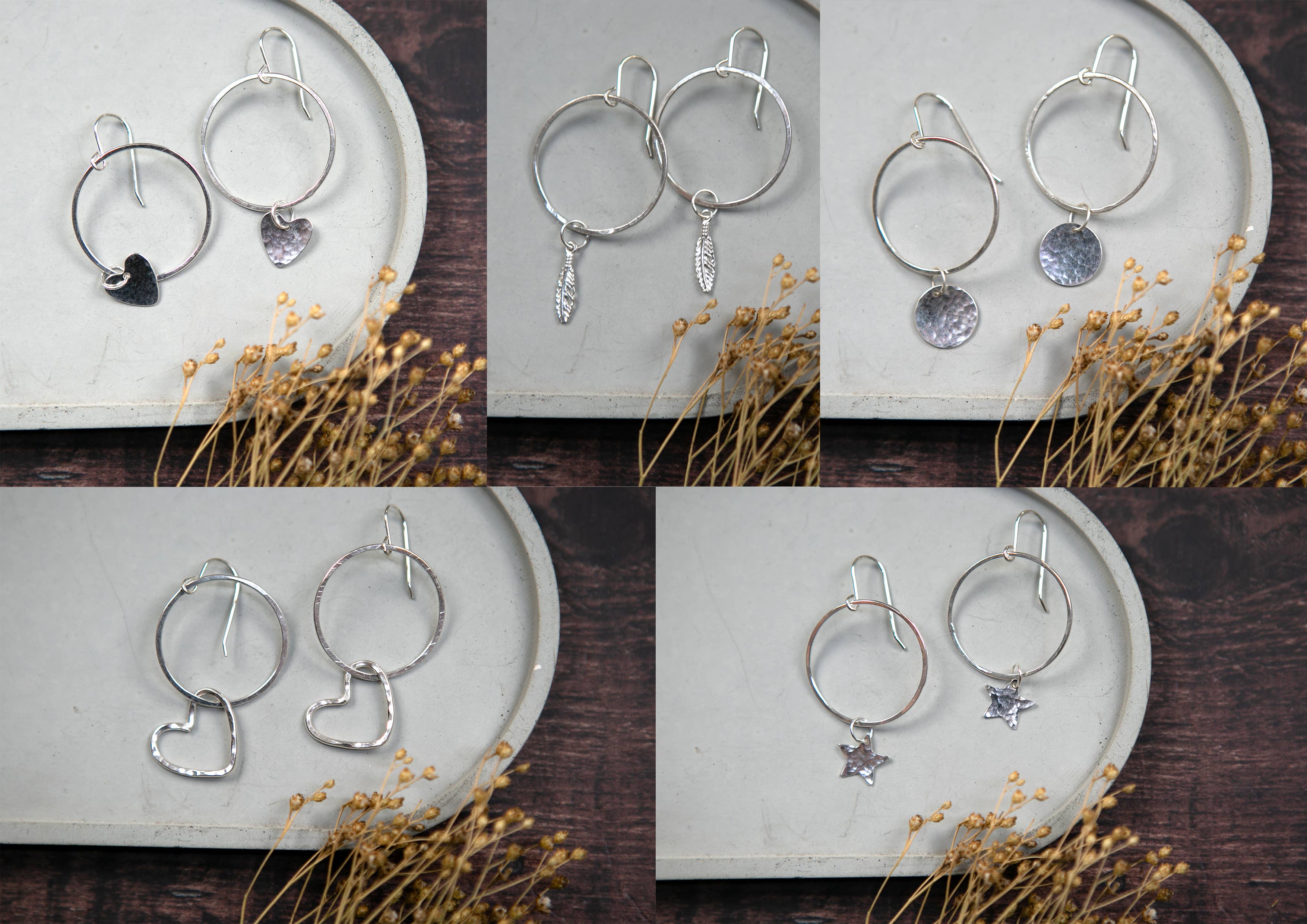 The Old Farmhouse Jewellery – wholesale Dangle earrings – Small Charm & Hoop Earrings, sterling silver, statement4