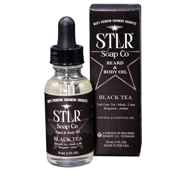 Black Tea Beard Oil for wholesale by STLR Soap Company