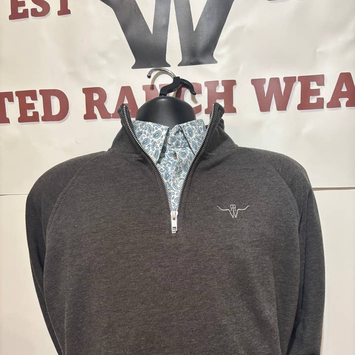 Pull-over zippé 1/4 pour homme en charbon pour la vente par Rusted Ranch Wear