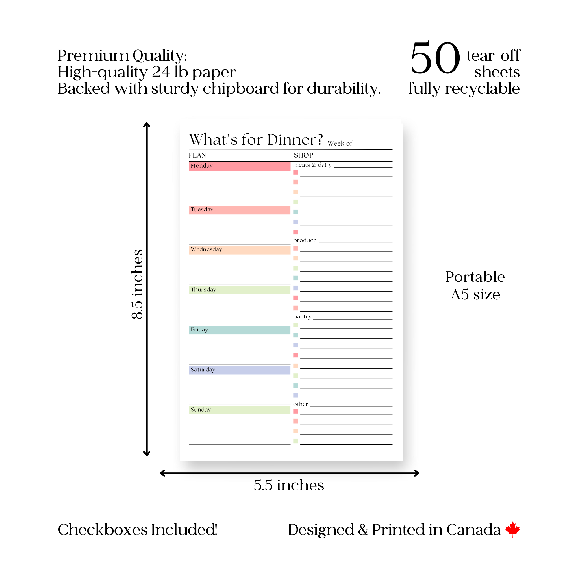 Eleventh and Taylor - Wholesale Notepad - Weekly Meal Planner and Shopping List: 50-Page Notepad4