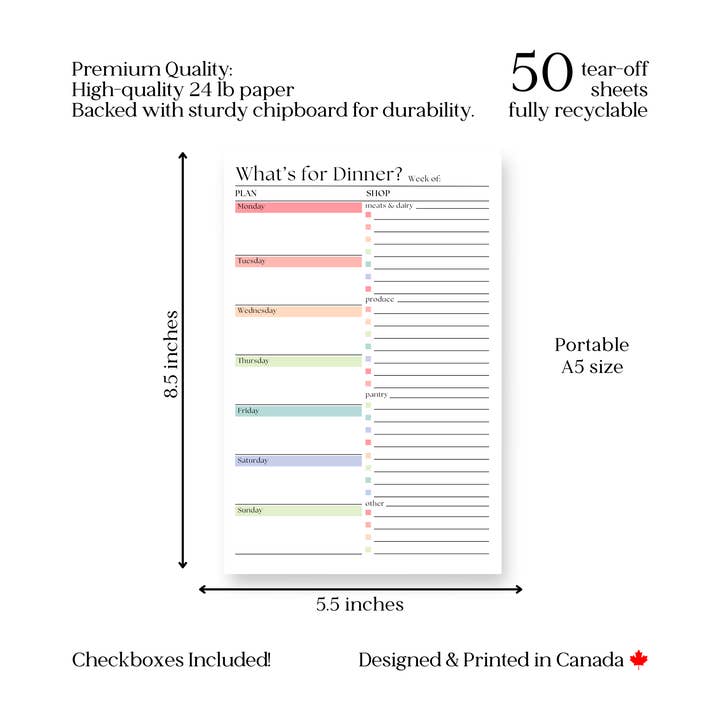Eleventh and Taylor - Wholesale Notepad - Weekly Meal Planner and Shopping List: 50-Page Notepad4