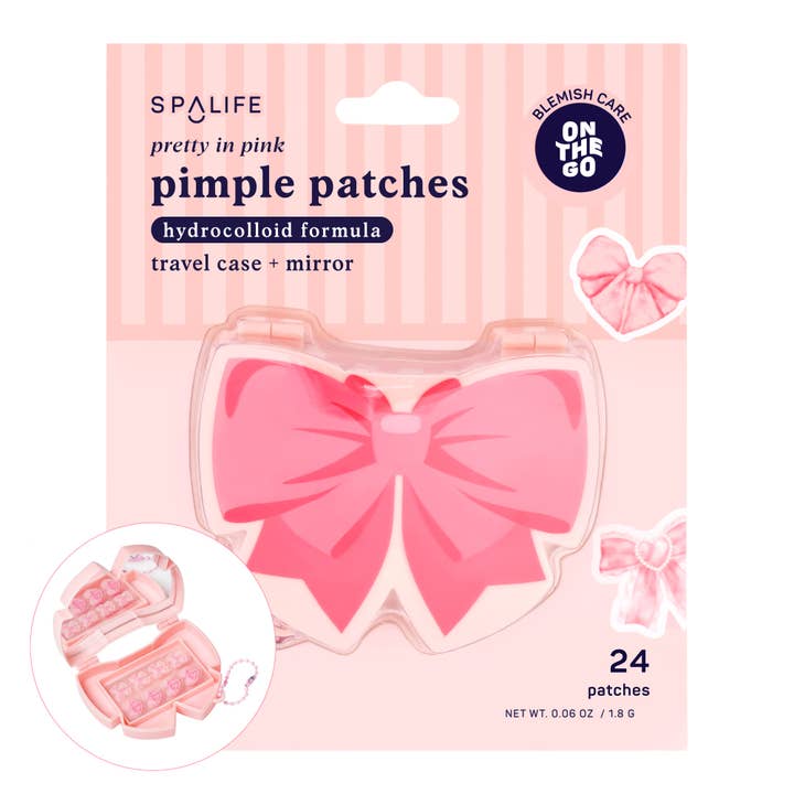 Pretty in Pink Hydrocolloid Pimple Patches (Travel Case + Mirror) for wholesale by My Spa Life