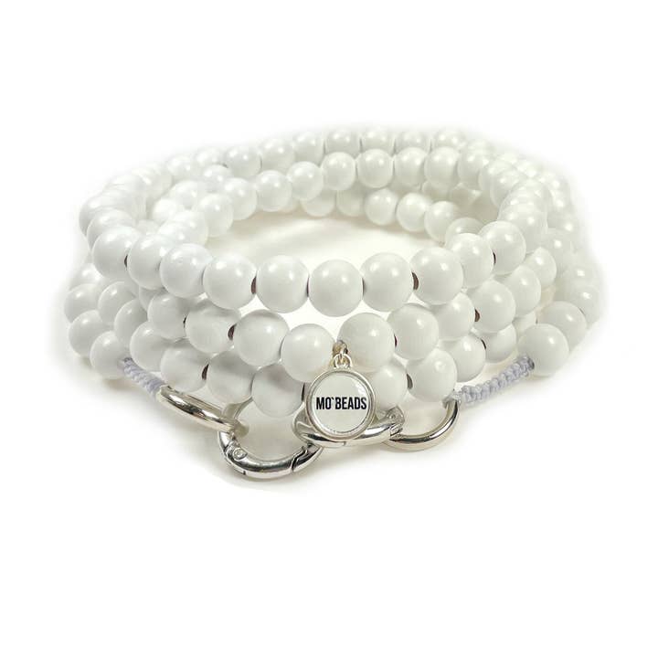 Witte ketting voor mobiele telefoons met houten kralen voor wholesale door Escapulario