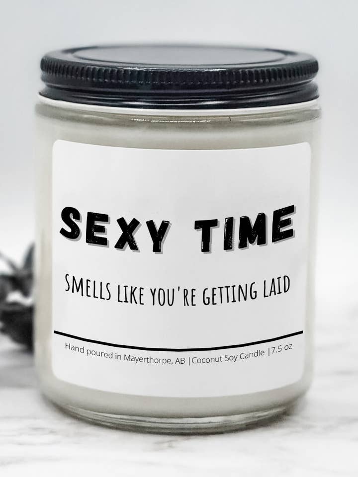 Sexy Time - Funny, Rude, Sweary Candle, Naughty Wickers for wholesale by Dark Horse Handcrafted
