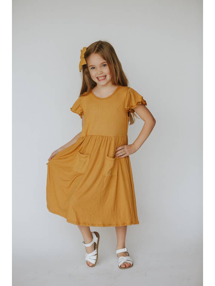 Navy Fields - Wholesale Dress - Kids - Raven Butter Yellow Rib Knit Dress