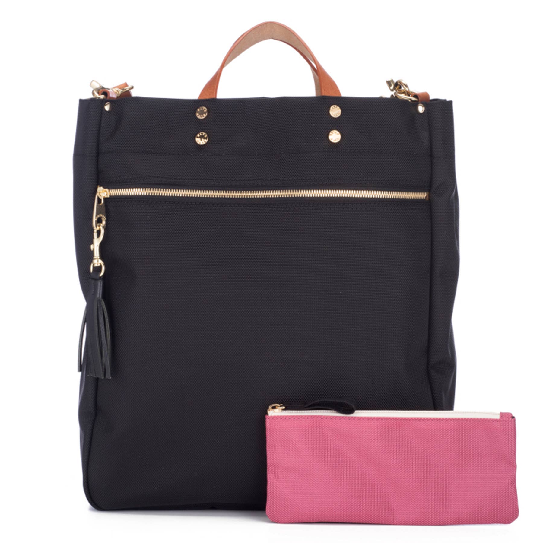 Boulevard - Wholesale Tote Bag - Women's - "Parker" Jet Nylon Tote with Leather Accents4