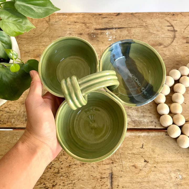 Coastal Clay Co. - Wholesale Platter - Triple Dip Platter Summer Party Platter Ceramic Dip Tray20