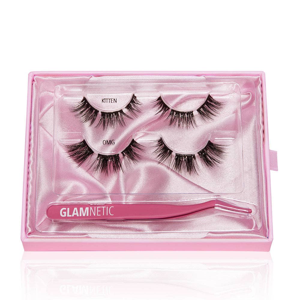 Glamnetic - Wholesale False/Fake Eyelashes - Wispy Ready Self Adhesive Lash Extension Kit | Kitten & OMG1