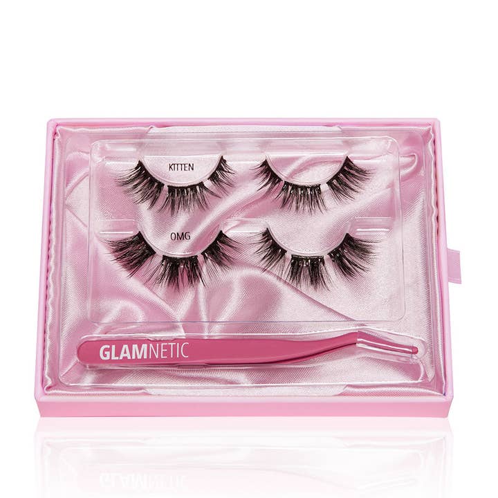 Glamnetic - Wholesale False/Fake Eyelashes - Wispy Ready Self Adhesive Lash Extension Kit | Kitten & OMG1