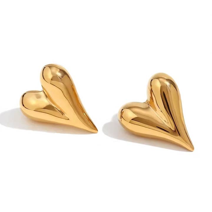 Pendientes Elle de corazón dorados para venta al por mayor de Jūratė Los Angeles