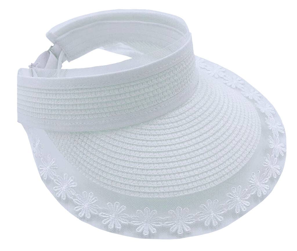 Do Everything In Love® - Wholesale Visor - Women's - Straw Sun Visor with Lace2