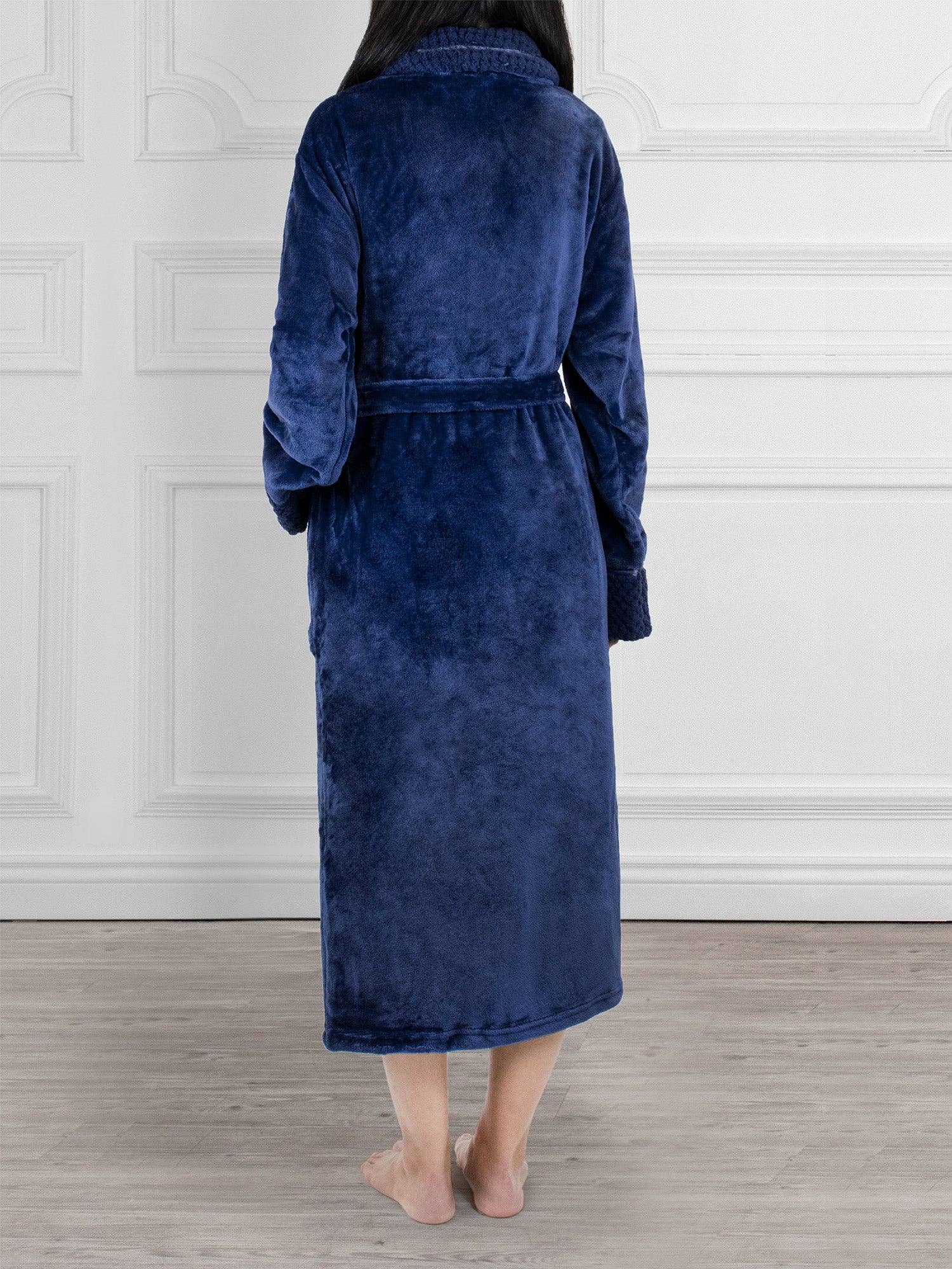 Pavilia - Wholesale Badjas - Dames - Damesbadjas van fleece met satijnen en wafelkanten11