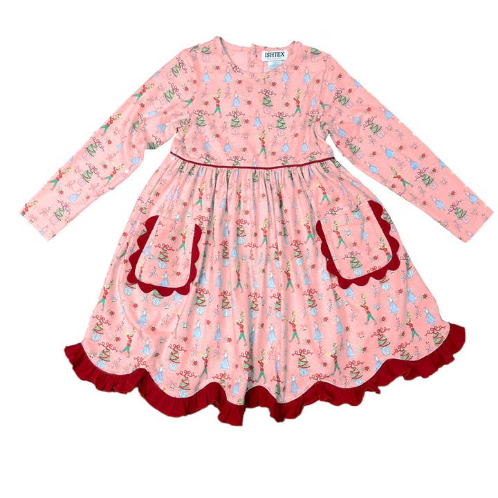 Nøddeknækker Pigekjole med Lommer for engroshandel hos Ishtex Textile Products, Inc.