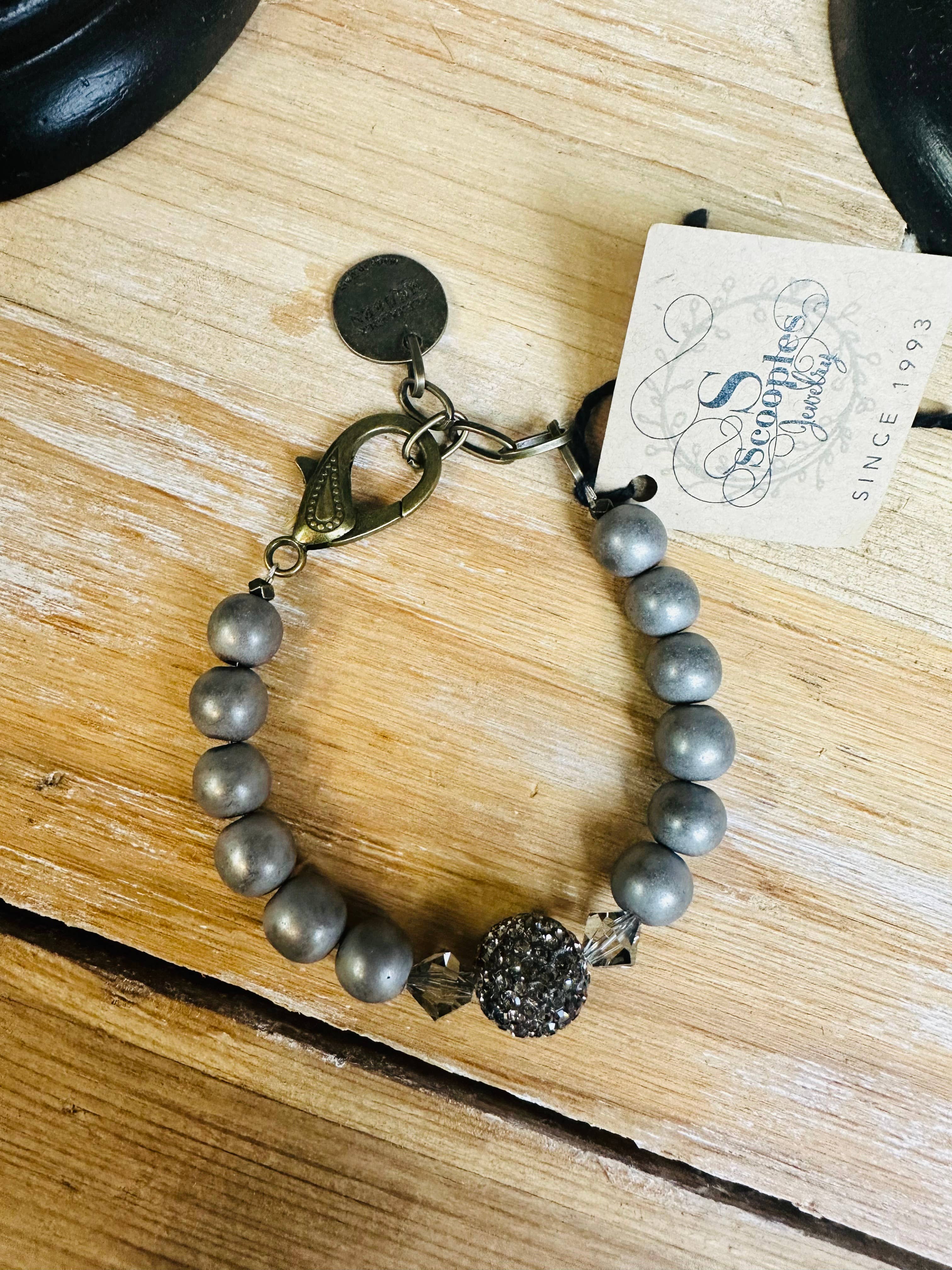 Scooples Jewelry - Wholesale Armband met kralen - Matgrijze diamant