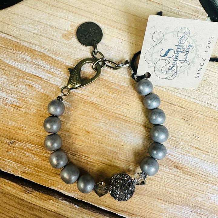 Scooples Jewelry - Wholesale Armband met kralen - Matgrijze diamant0