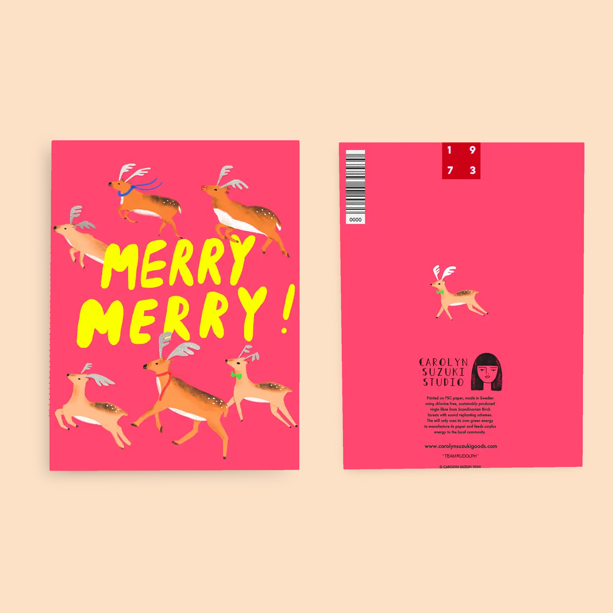 Carolyn Suzuki - Vendita all'ingrosso Biglietti di auguri di Natale - TEAM RUDOLPH - Biglietto di auguri1