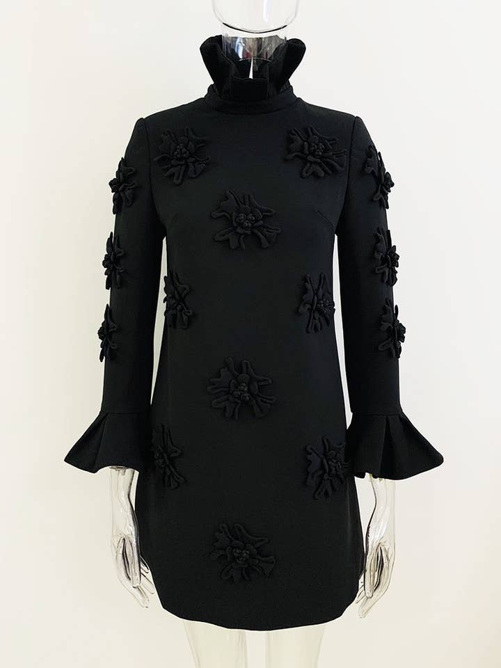 Productseeker - Wholesale Dress - Women's - DR079 Handmade Three-dimensional Flower Bell Sleeve Dress