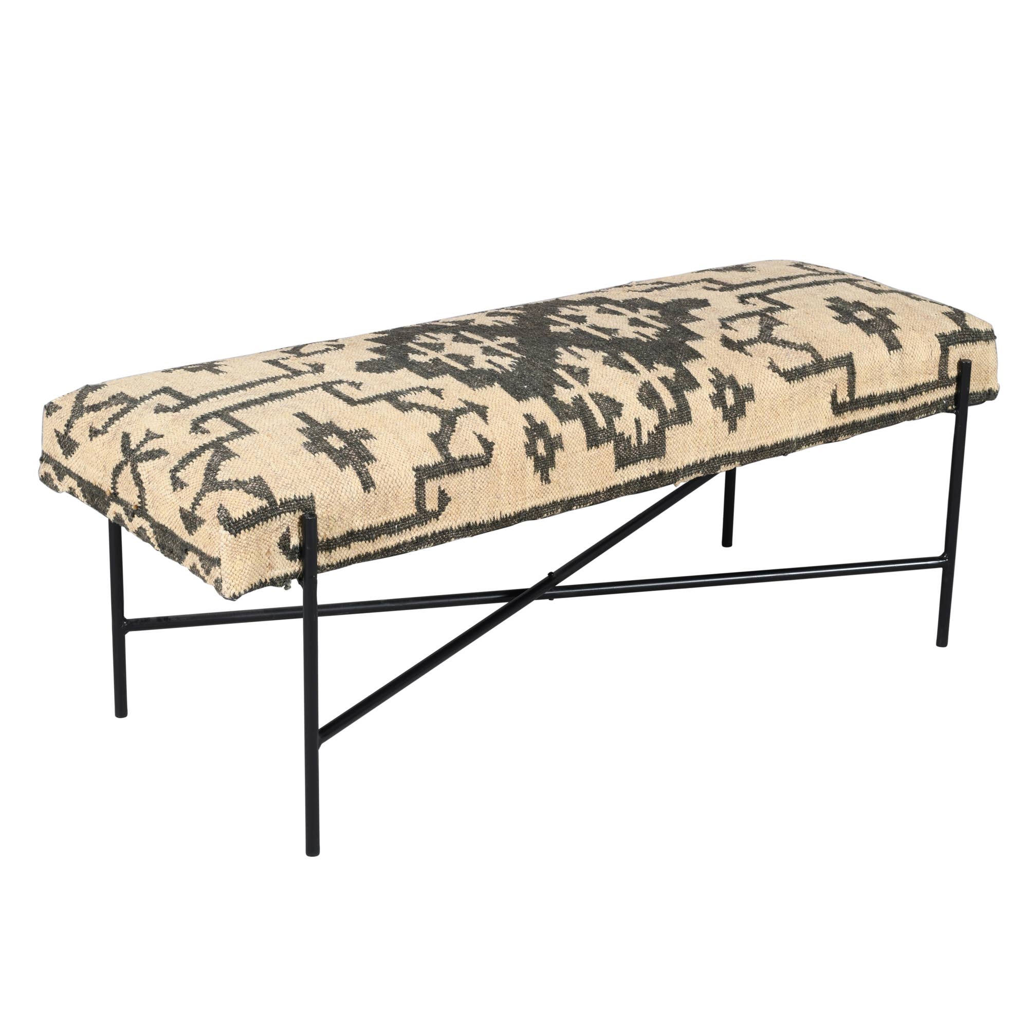 LR Home - Wholesale Bench - Handmade Jute Upholstered Bench with Metal Legs5