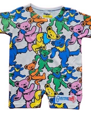 Daphyl's LLC - Wholesale Onesie - Kids - Grateful Dead Swirling Dancing Bears Onesie Romper