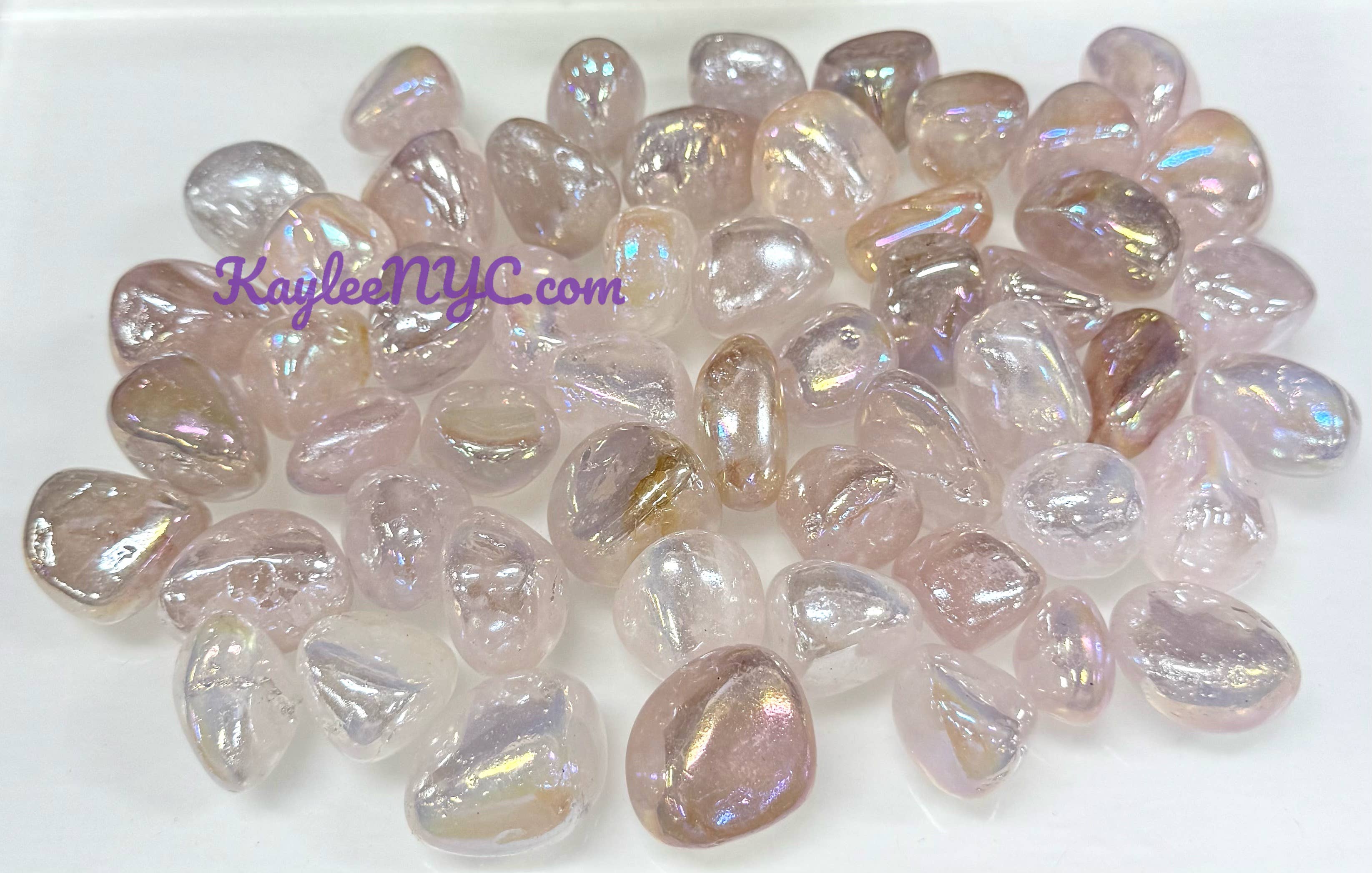 KayleeNYC – wholesale Andlig sten/kristall – Grossistparti 900 g Angel Aura rosenkvarts trumlade kristaller för helande1