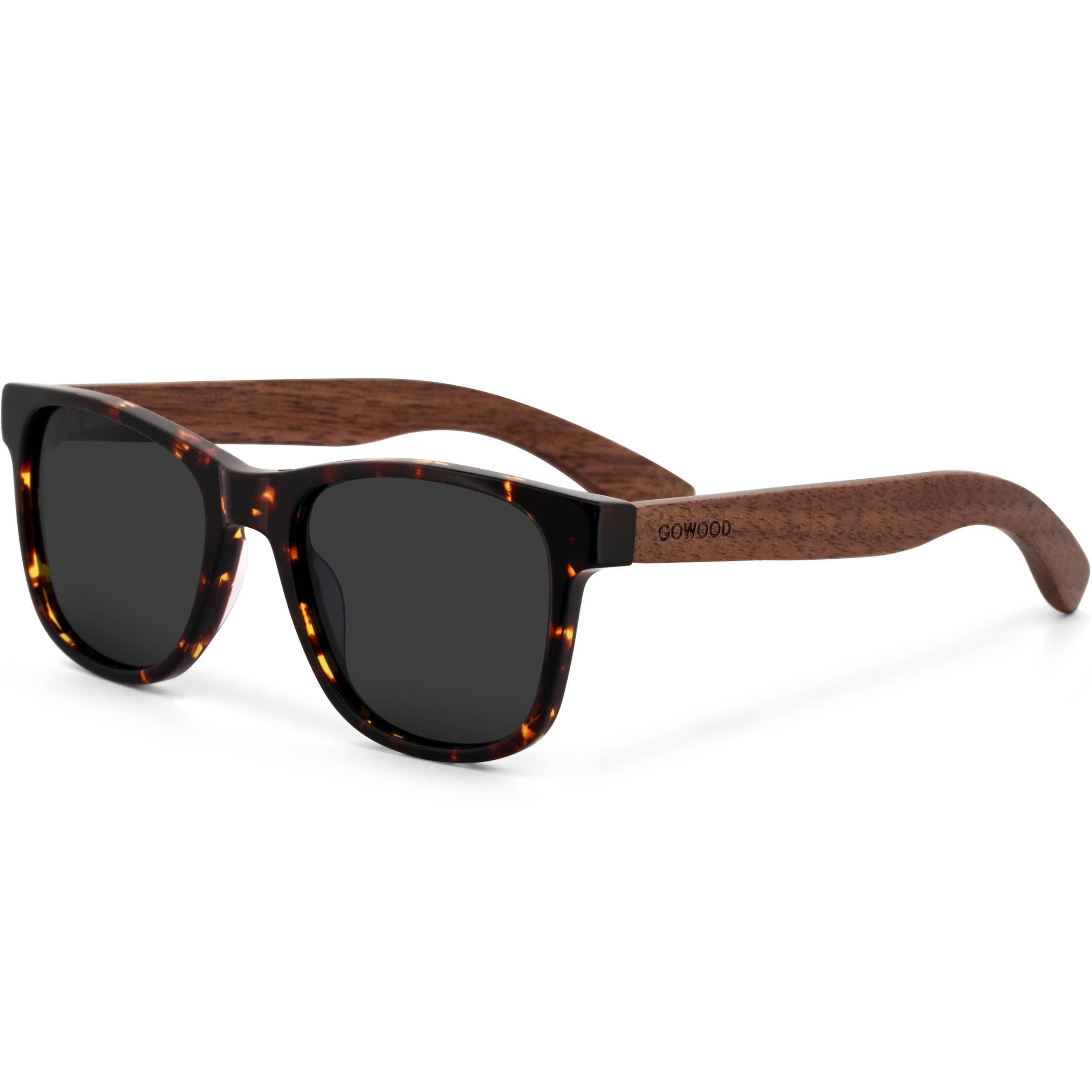 GOWOOD - Wholesale Sunglasses - Unisex - Walnut Sunglasses Tortoise Frame Black Polarized Lenses0