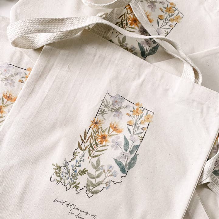 Art and Home co. - Wholesale Tote Bag - Women's - Indiana State Wildflowers Square Cotton Canvas Tote Bag2