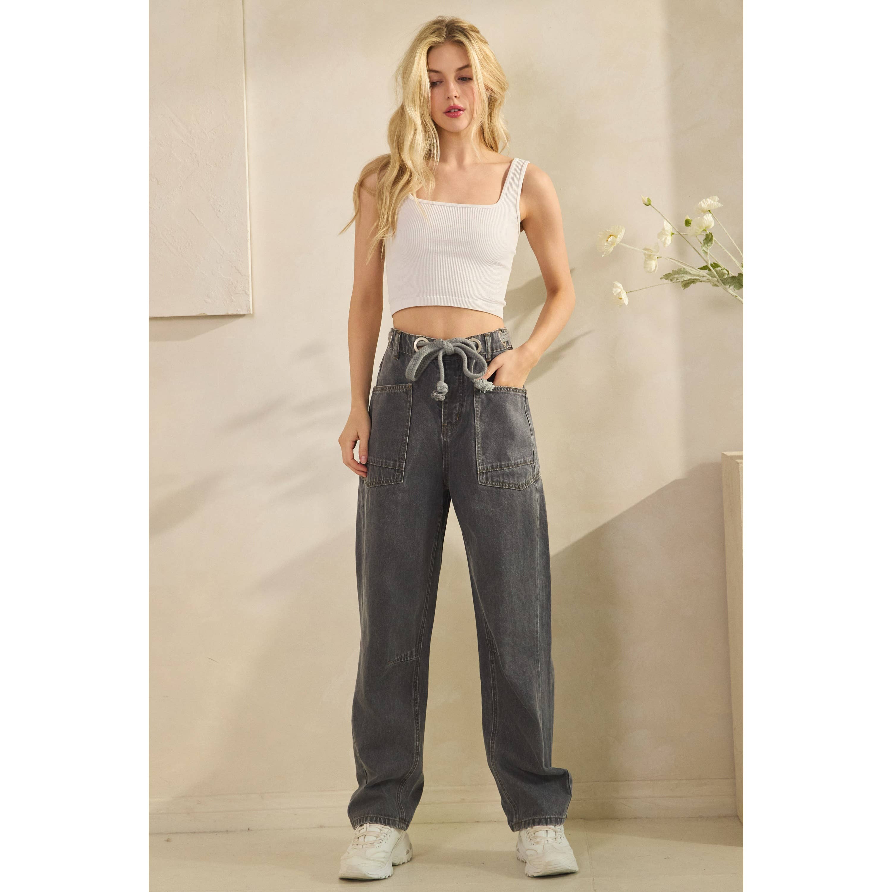 Sage + Fig - Wholesale Pants - Women's - VINTAGE ROPE TIE DENIM (SP7988)9