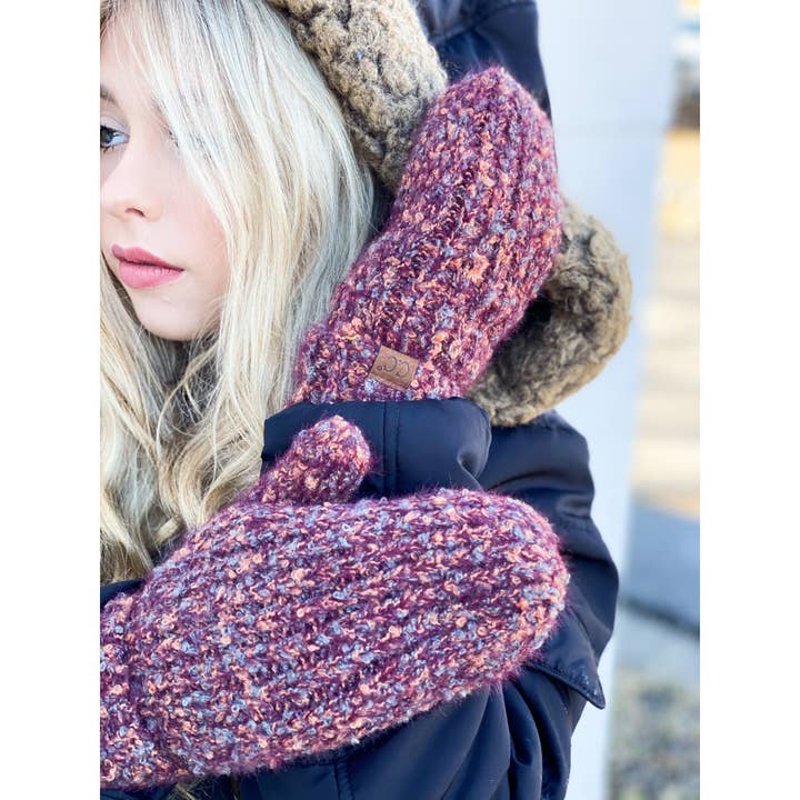 C.C Beanie - Wholesale Mittens - Women's - Soft Boucle Knit CC Cuff Women's Mittens