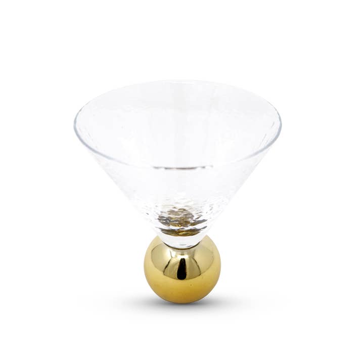 VIVIENCE - Wholesale Cocktail/Liquor Glass - Set of 6 Hammered Dessert Glasses on Gold Ball Pedestal1